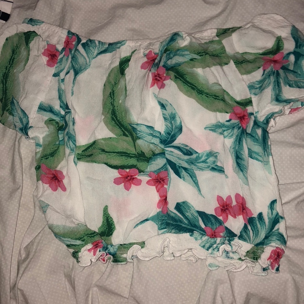Floral over the shoulder crop top
